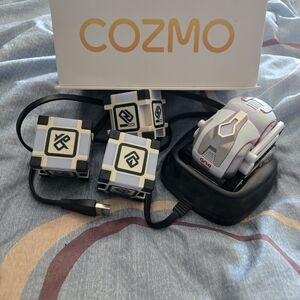 Smart Robot with Charging Dock and Cubes - White and Gray